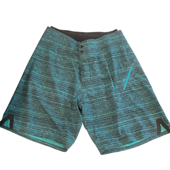 Lululemon El Current Board Shorts Swim Suit Size 30 Blue Glacier Texture Black - Picture 1 of 6
